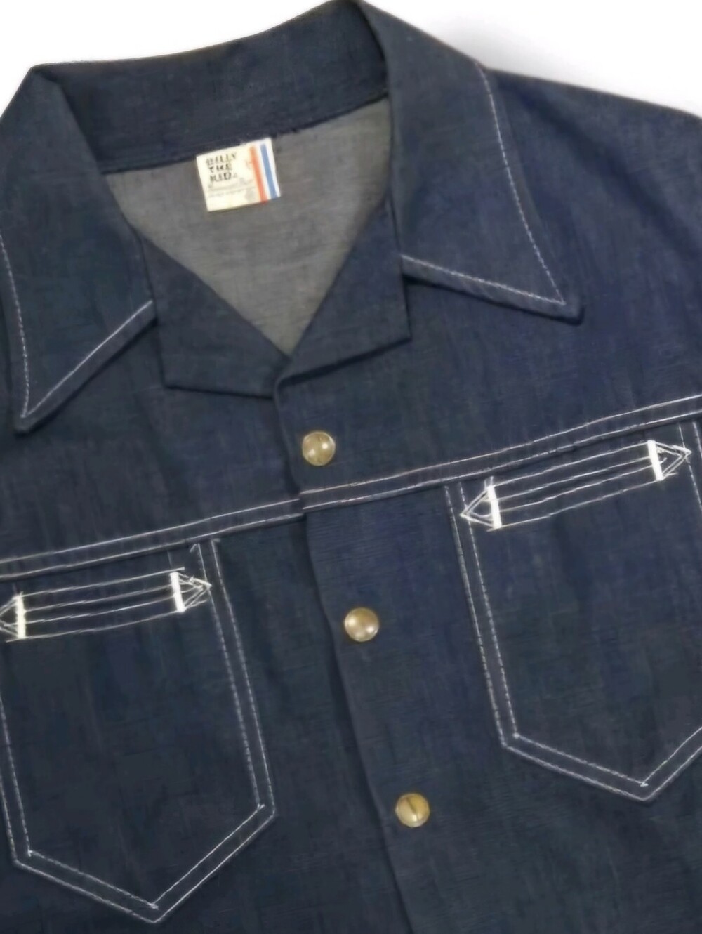 Vintage Boys 70s Western Denim Jacket Shirt Snap Sz 9-10 Years BILLY THE KID